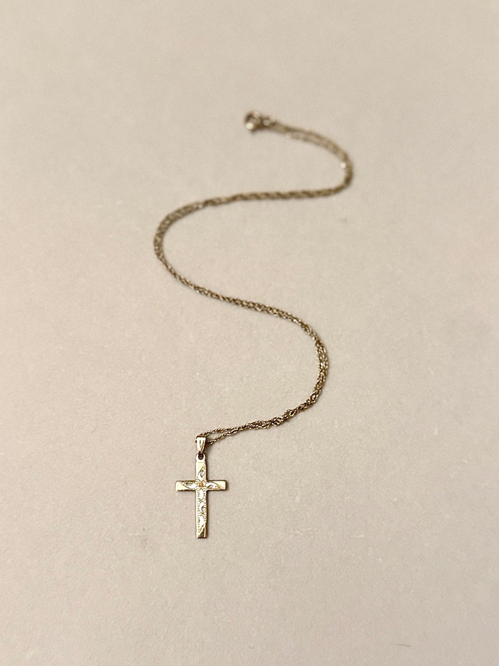 Vintage 1928 Jewelry Co. Engraved Cross Pendant Necklace